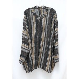 Gershon Bram striped knit tunic top loose fit plus size lagenlook vertical XL
